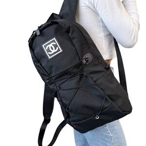 CHANEL Sport Vintage 2004 CC Mark Logo Backpack Black White Nylon [105199]